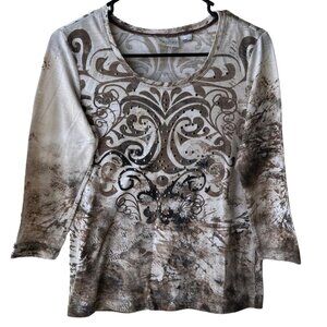 Vintage Zenergy Women's Top Size Small Y2K Rhinestone Fairy Sequin Blouse Boho